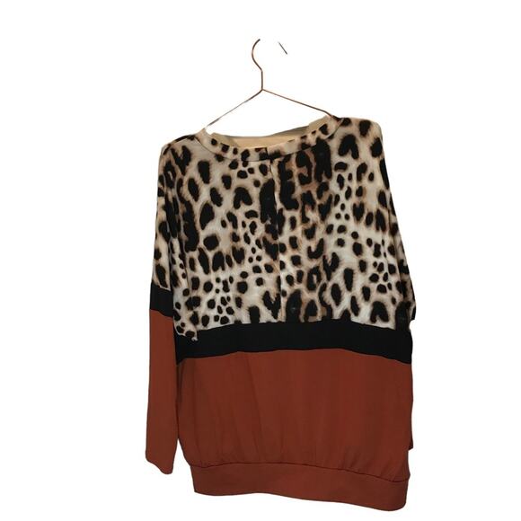 P & Rose long sleeved Animal Print Sweater sweatshirt color block small - Picture 2 of 4